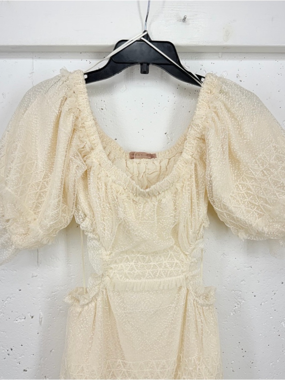 Skylar Rose Size Small Cream Lace off-shoulder Tiered Maxi Dress - Picture 4 of 16